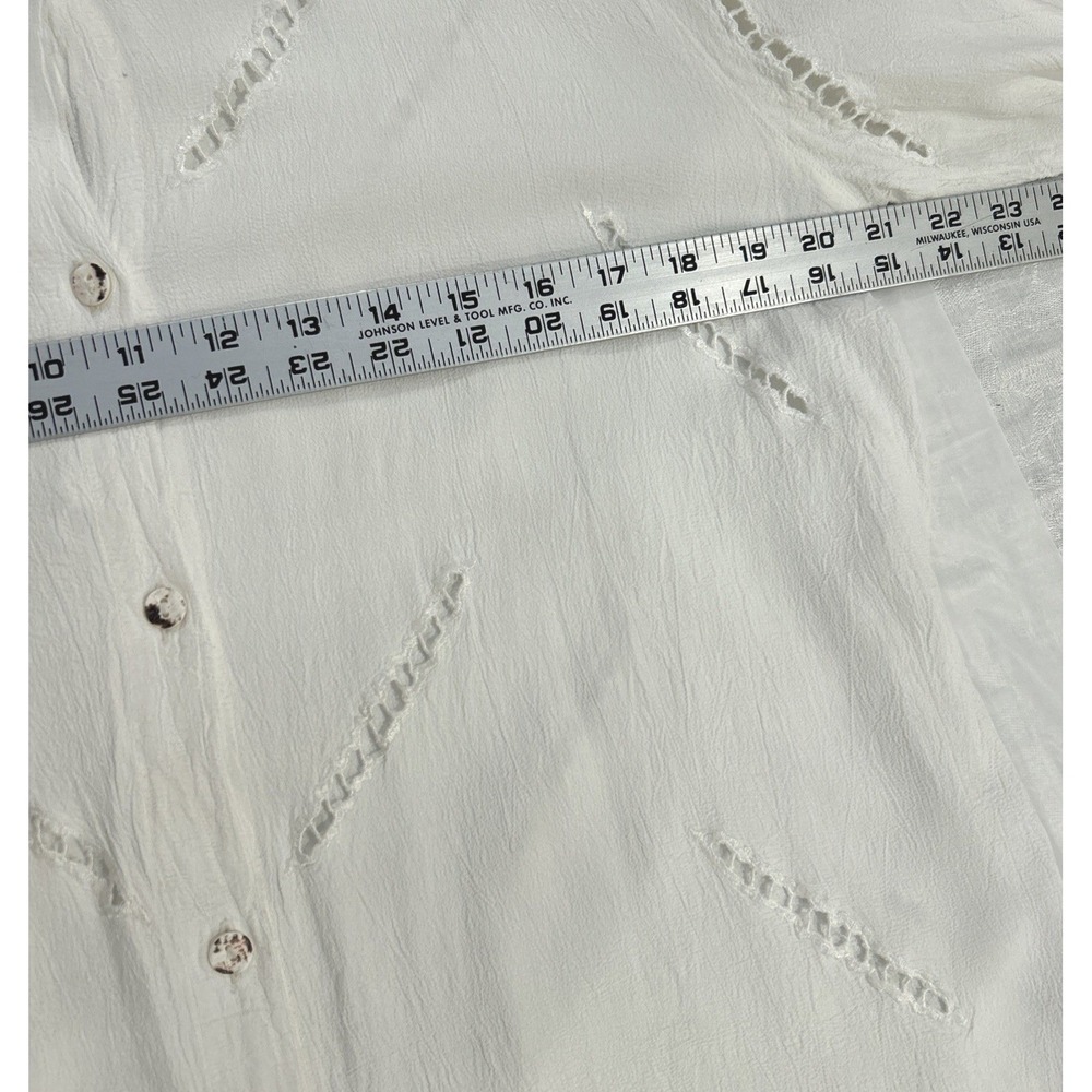 Vtg Ghost Button Down Blouse Top Women Medium White Cutwork 90s Edwardian UK - Picture 6 of 8